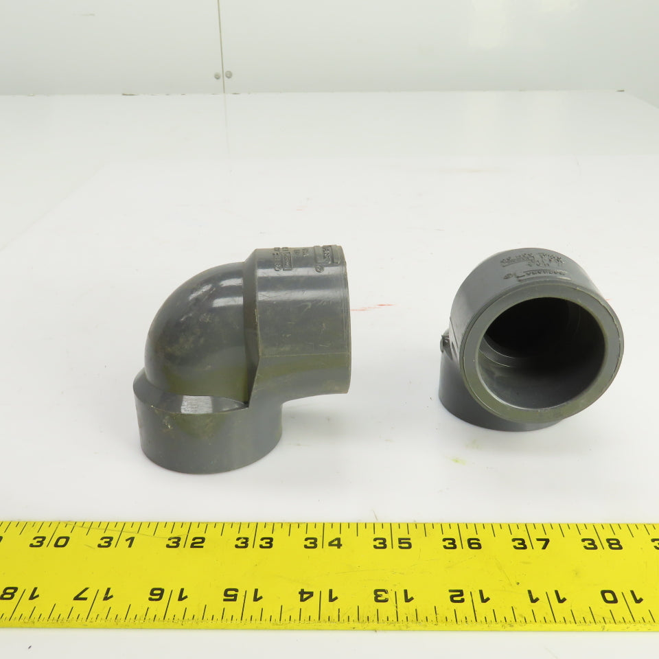 Spears SCH-80 PVC 1-1/2" Slip x 1-1/2" FNPT 90° Degree Elbow Lot Of 2