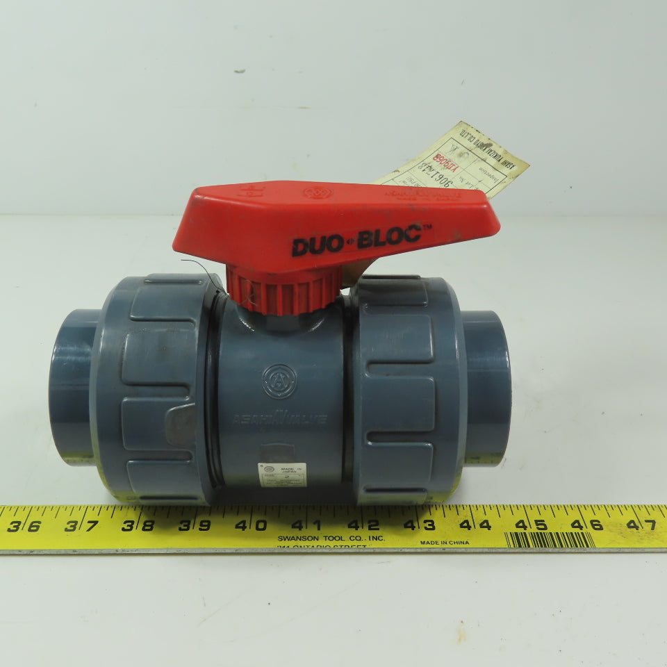 ASAHI Valve Duo-Bloc 2" Slip Gray PVC Ball Valve  Full Flow 150 PSI