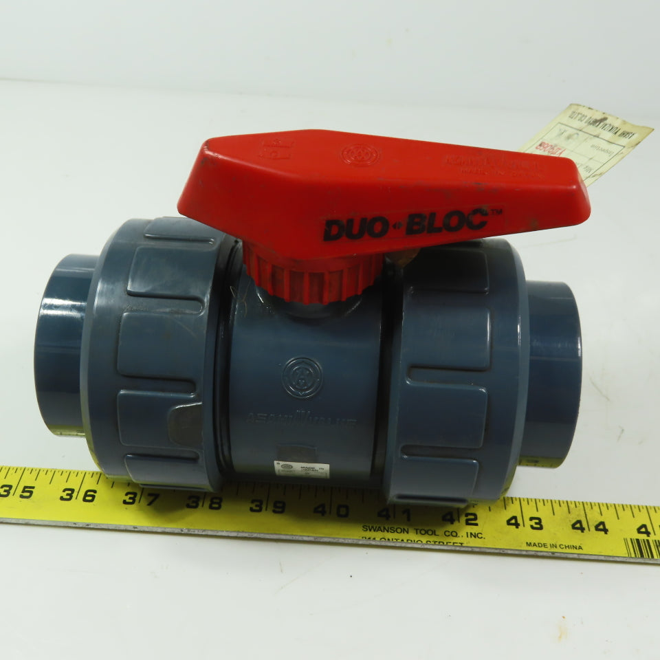ASAHI Valve Duo-Bloc 2" Slip Gray PVC Ball Valve  Full Flow 150 PSI