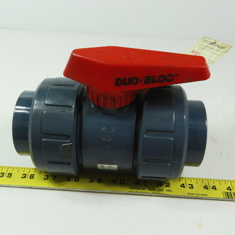 ASAHI Valve Duo-Bloc 2" Slip Gray PVC Ball Valve  Full Flow 150 PSI