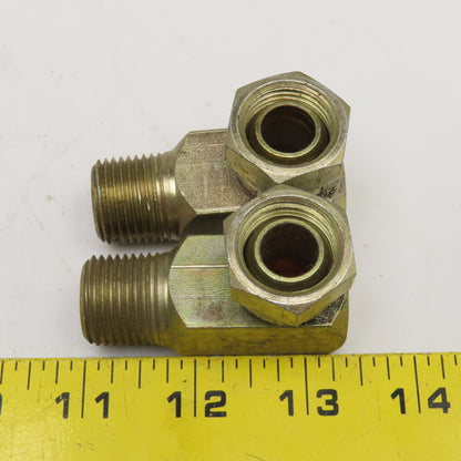 1/2" (-8) NPSM Female Swivel x 1/2"-14 Male Straight Elbow Adaptor Lot Of 2