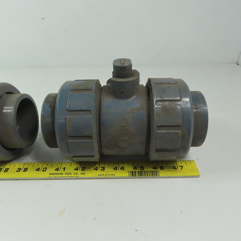 ASAHI Valve  Ball Valve 2" Slip Gray PVC  Full Flow 150 PSI No Handle Lot of 2