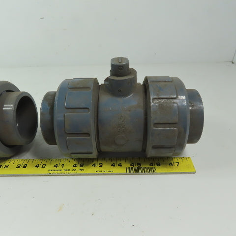 ASAHI Valve  Ball Valve 2" Slip Gray PVC  Full Flow 150 PSI No Handle Lot of 2