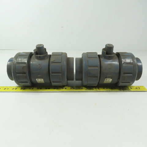 ASAHI Valve  Ball Valve 2" Slip Gray PVC  Full Flow 150 PSI No Handle Lot of 2
