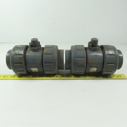 ASAHI Valve  Ball Valve 2" Slip Gray PVC  Full Flow 150 PSI No Handle Lot of 2