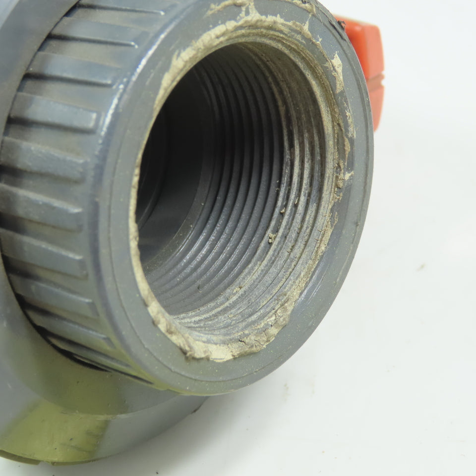 NIPCO Chemtrol True Bloc Ball Valve 1-1/2" FPT x Slip Gray PVC Full Flow
