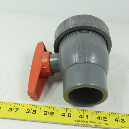 NIPCO Chemtrol True Bloc Ball Valve 1-1/2" FPT x Slip Gray PVC Full Flow