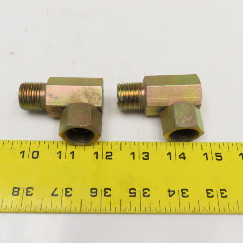 1/2" (-8) NPSM Female Swivel x 1/2"-14 Male Straight Elbow Adaptor Lot Of 2