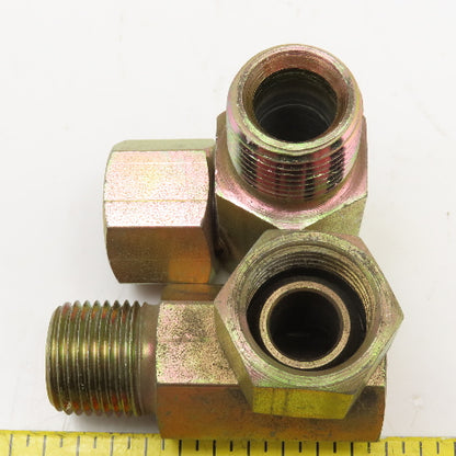 1/2" (-8) NPSM Female Swivel x 1/2"-14 Male Straight Elbow Adaptor Lot Of 2