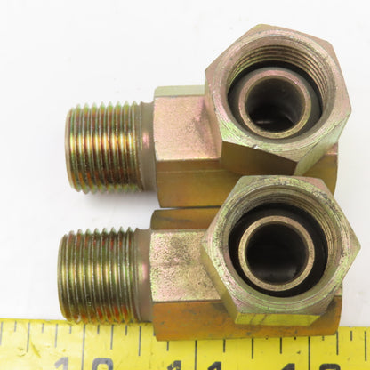 1/2" (-8) NPSM Female Swivel x 1/2"-14 Male Straight Elbow Adaptor Lot Of 2