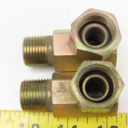 1/2" (-8) NPSM Female Swivel x 1/2"-14 Male Straight Elbow Adaptor Lot Of 2