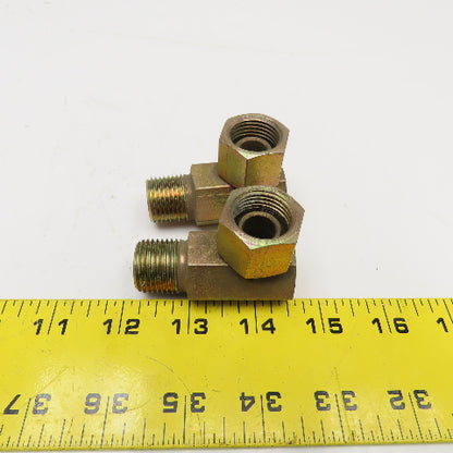 1/2" (-8) NPSM Female Swivel x 1/2"-14 Male Straight Elbow Adaptor Lot Of 2