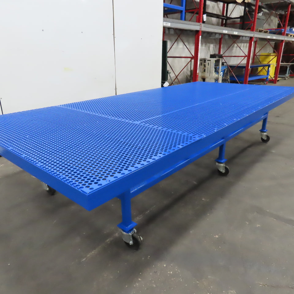 6' x 13' Perforated Steel Top Air Drying Work Bench Table On Casters 32" Tall