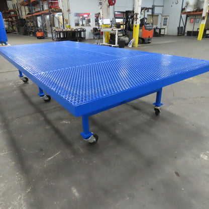 6' x 13' Perforated Steel Top Air Drying Work Bench Table On Casters 32" Tall