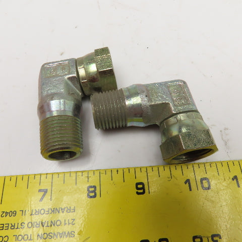 1/2"-14 (-8) NPSM Female Swivel x 1/2-14 Male Elbow Adaptor Lot Of 2
