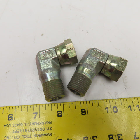 1/2"-14 (-8) NPSM Female Swivel x 1/2-14 Male Elbow Adaptor Lot Of 2