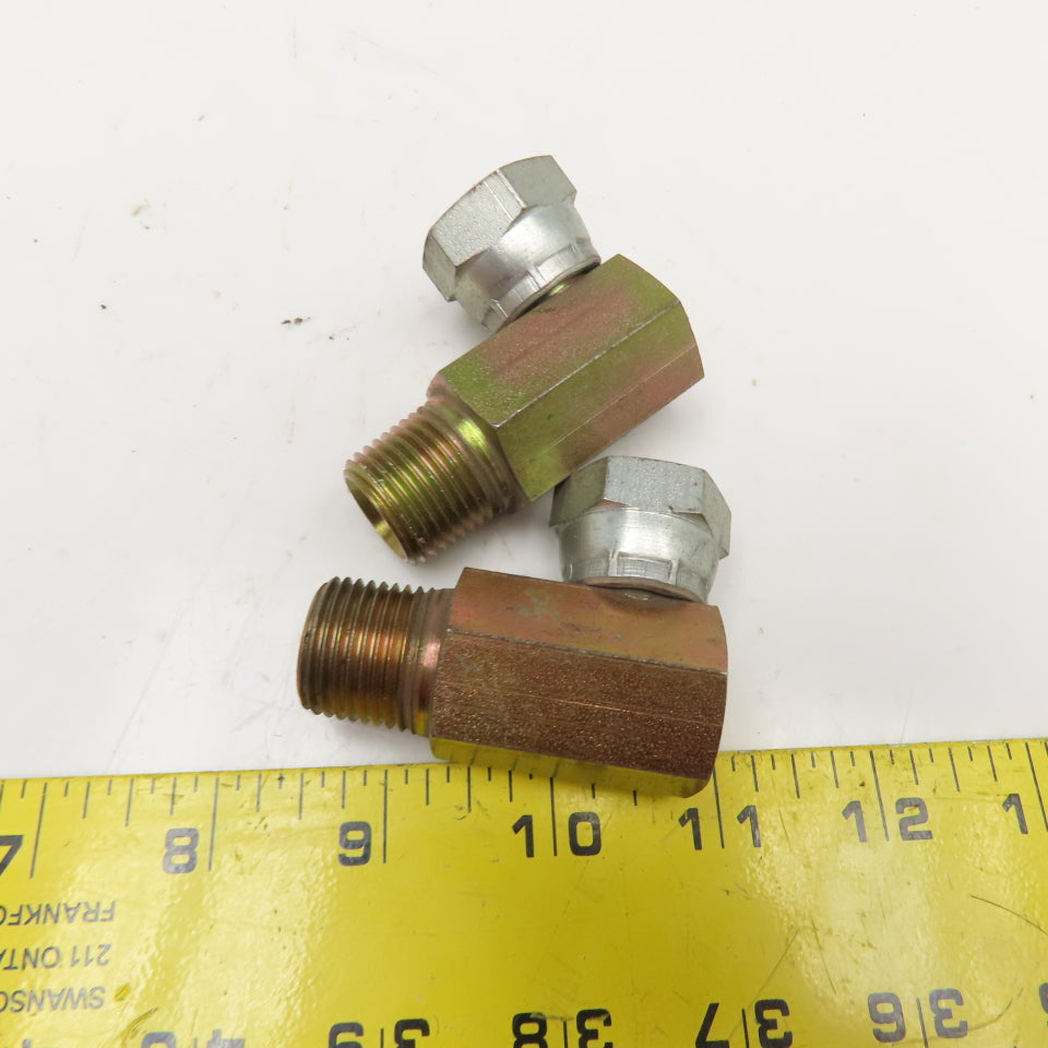 1/2"-14 (-8) NPSM Female Swivel x 1/2"-14 NPSM Male Elbow Adaptor Lot Of 2