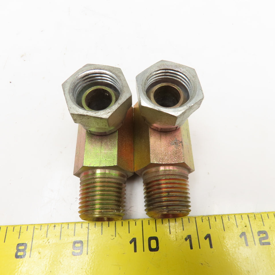1/2"-14 (-8) NPSM Female Swivel x 1/2"-14 NPSM Male Elbow Adaptor Lot Of 2