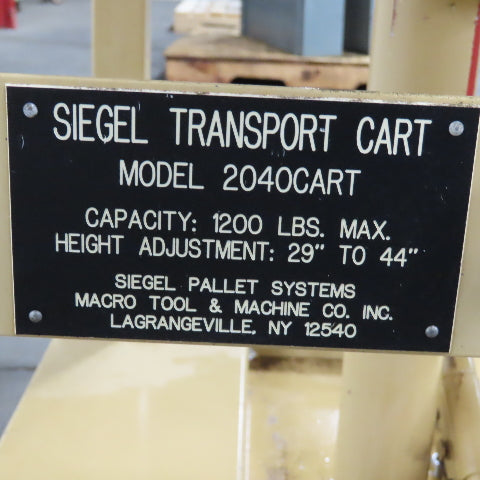 Siegel Pallet 2040CART 1200Lbs Foot Powered Roller Pallet Lift Cart 29"-44" Lift