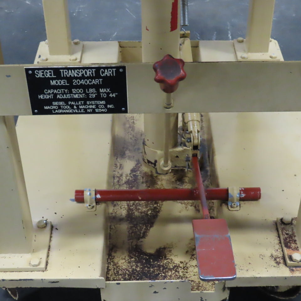Siegel Pallet 2040CART 1200Lbs Foot Powered Roller Pallet Lift Cart 29"-44" Lift