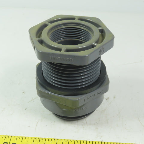 Hayward 1-1/2"-1-1/2" FPT Bulkhead tank Fitting Schedule 80 Gray PVC
