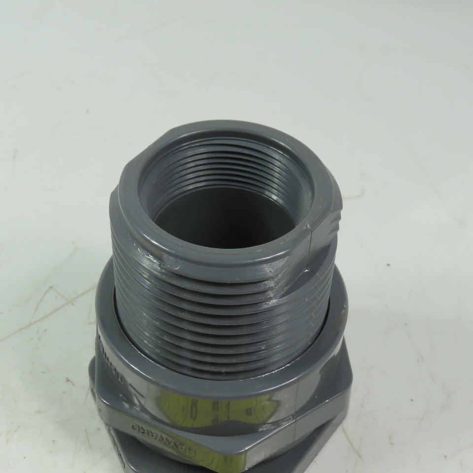 Hayward 1-1/2"-1-1/2" FPT Bulkhead tank Fitting Schedule 80 Gray PVC