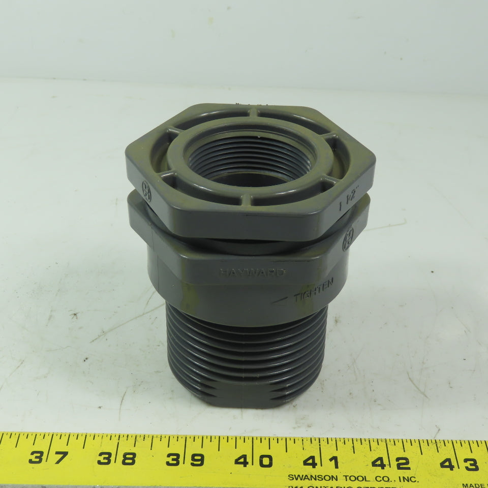 Hayward 1-1/2"-1-1/2" FPT Bulkhead tank Fitting Schedule 80 Gray PVC