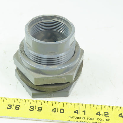 Hayward 1-1/2"-1-1/2" FPT Bulkhead tank Fitting Schedule 80 Gray PVC
