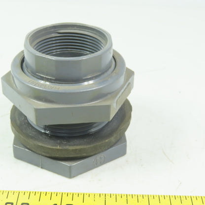 Hayward 1-1/2"-1-1/2" FPT Bulkhead tank Fitting Schedule 80 Gray PVC