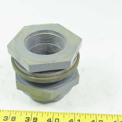 Hayward 1-1/2"-1-1/2" FPT Bulkhead tank Fitting Schedule 80 Gray PVC