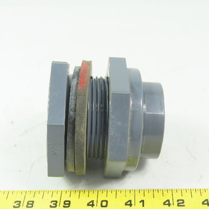 Hayward 1-1/2"-1-1/2" FPT Bulkhead tank Fitting Schedule 80 Gray PVC