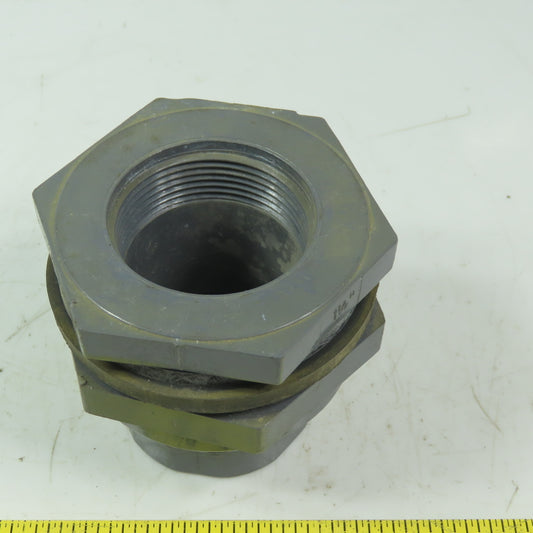 Hayward 1-1/2"-1-1/2" FPT Bulkhead tank Fitting Schedule 80 Gray PVC