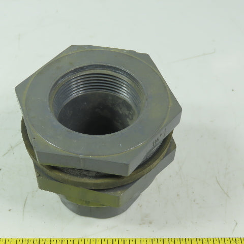 Hayward 1-1/2"-1-1/2" FPT Bulkhead tank Fitting Schedule 80 Gray PVC