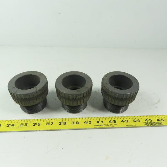 1-1/2"-1-1/2" Socket x FPT Bulkhead tank Fitting Schedule 80 Gray PVC Lot of 3