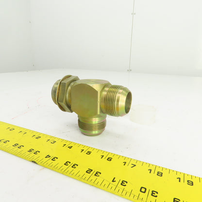 1-1/4" (-20) Male JIC Flare  x 1-1/4" (-20) ORB Hydraulic Bulk Head Run Tee