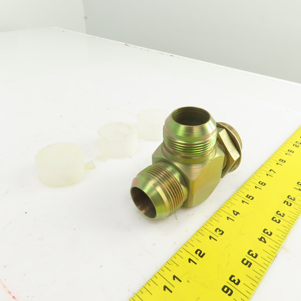 1-1/4" (-20) Male JIC Flare  x 1-1/4" (-20) ORB Hydraulic Bulk Head Run Tee