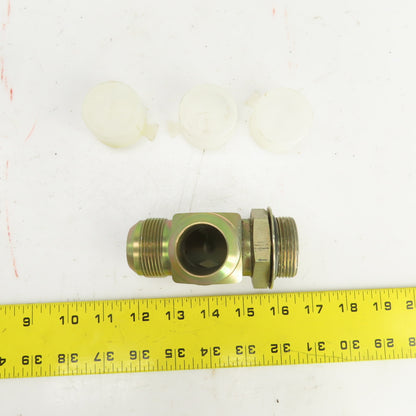 1-1/4" (-20) Male JIC Flare  x 1-1/4" (-20) ORB Hydraulic Bulk Head Run Tee