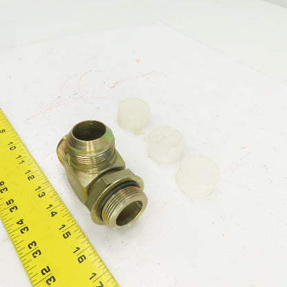 1-1/4" (-20) Male JIC Flare  x 1-1/4" (-20) ORB Hydraulic Bulk Head Run Tee