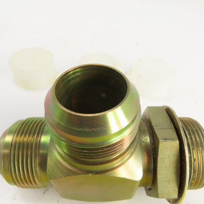 1-1/4" (-20) Male JIC Flare  x 1-1/4" (-20) ORB Hydraulic Bulk Head Run Tee