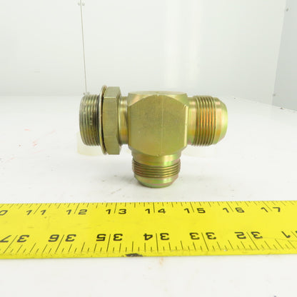 1-1/4" (-20) Male JIC Flare  x 1-1/4" (-20) ORB Hydraulic Bulk Head Run Tee