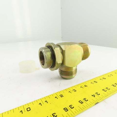 1-1/4" (-20) Male JIC Flare  x 1-1/4" (-20) ORB Hydraulic Bulk Head Run Tee