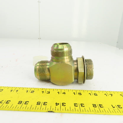 1-1/4" (-20) Male JIC Flare  x 1-1/4" (-20) ORB Hydraulic Bulk Head Run Tee