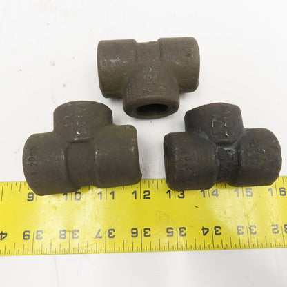 3/4" NPT Forged Steel Pipe Tee Lot Of 3
