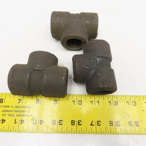 3/4" NPT Forged Steel Pipe Tee Lot Of 3
