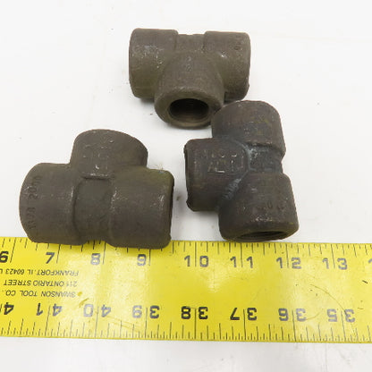 3/4" NPT Forged Steel Pipe Tee Lot Of 3
