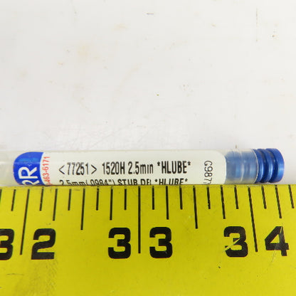 Garr 77251 1520H Solid Carbide Stub Length Drill Bit 0.0984" 2.5mm 46mm OAL USA