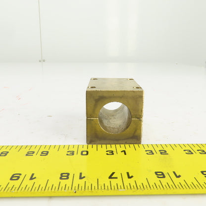0.945" Diameter Single Shaft Bronze Mounting Block 2-1/2" OAL 1-5/8" Square