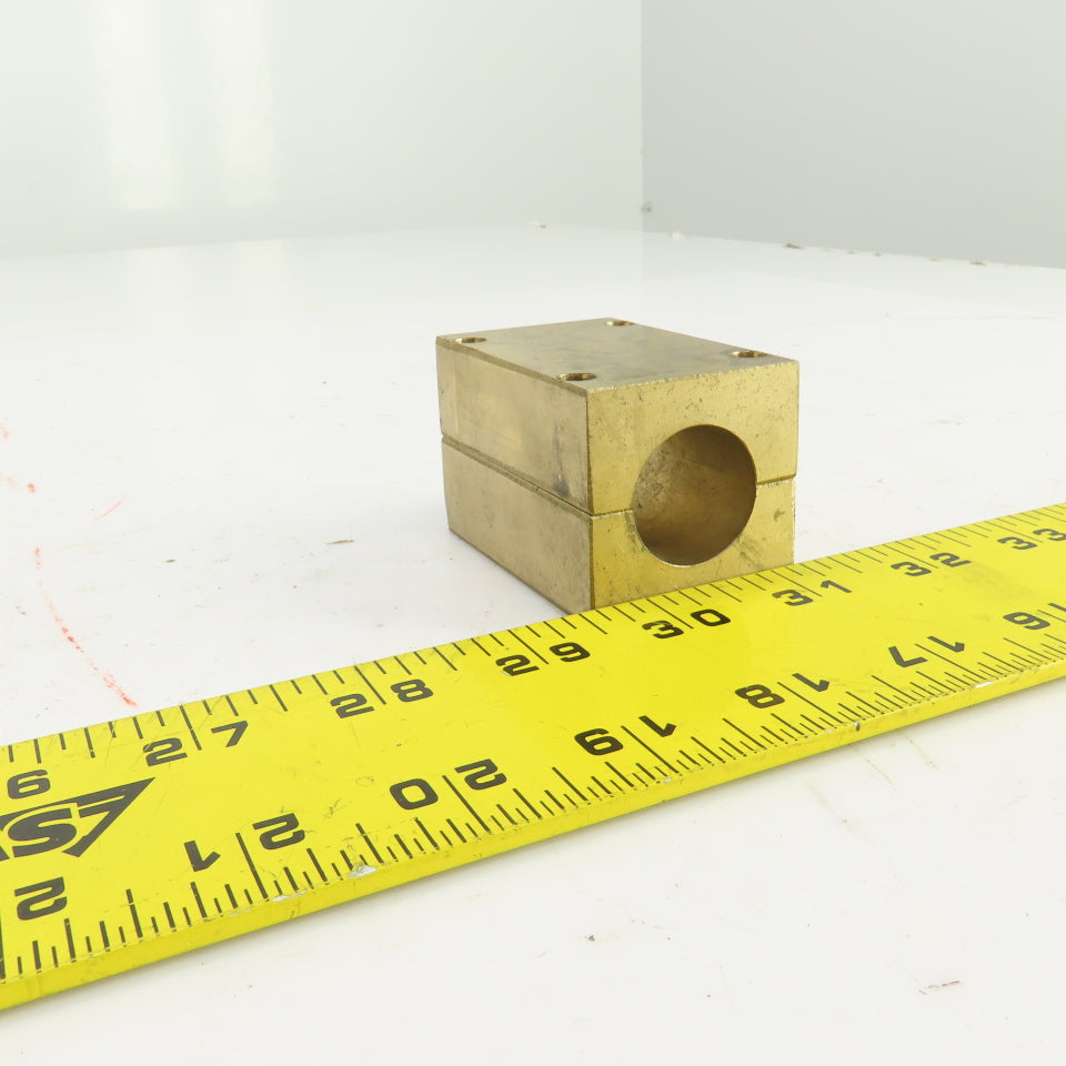 0.945" Diameter Single Shaft Bronze Mounting Block 2-1/2" OAL 1-5/8" Square