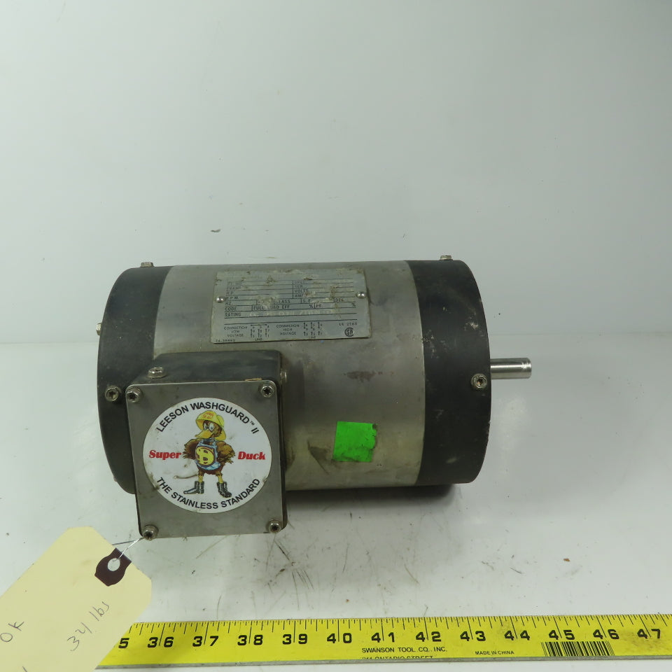 Leeson Washguard 1/3Hp Stainless Steel Electric Motor 1725RPM 3PH F56C Frame