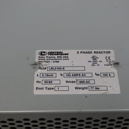 Control Techniques LRLO100-E 3Ph 690V 100A Line Reactor W/Nema Type 1 Enclosure